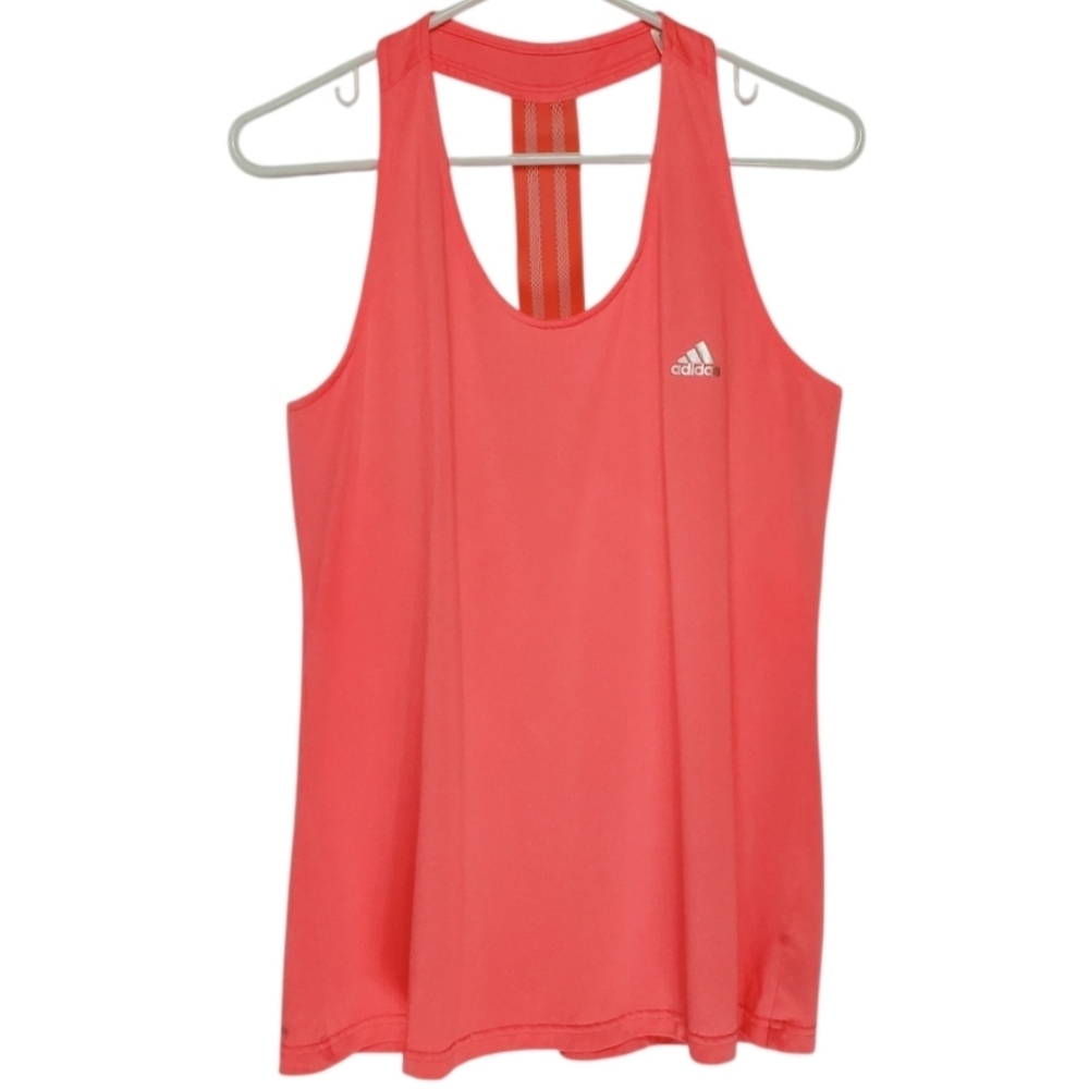 2493 * Adidas Racerback Climalite Athletic Tank Top Neon Orange Pink Size XL